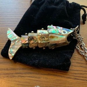 Vintage Abalone/Sterling Silver Fish Pendant